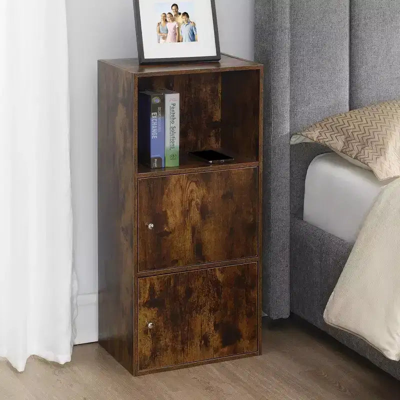 2-Door Storage Cabinet with Shelf – Barnwood Finish, Magnetic Latches