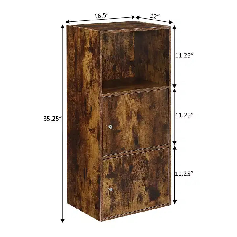 2-Door Storage Cabinet with Shelf – Barnwood Finish, Magnetic Latches