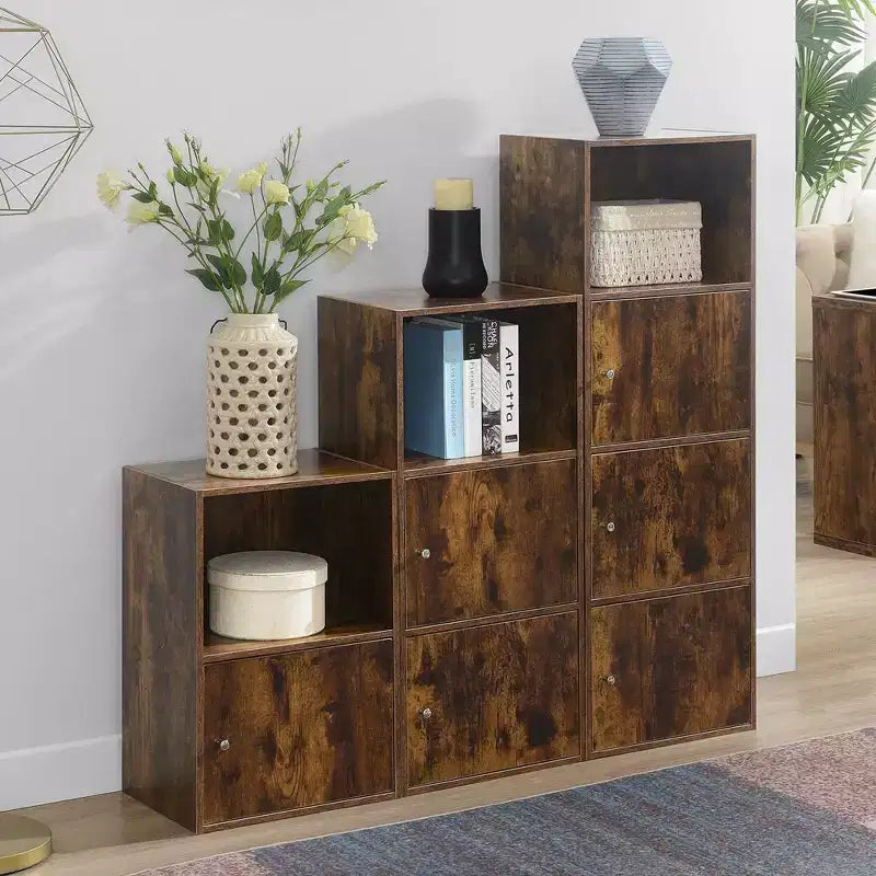2-Door Storage Cabinet with Shelf – Barnwood Finish, Magnetic Latches
