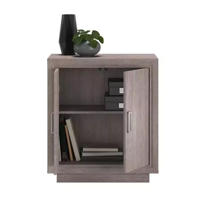2-Door Office Base Cabinet with Adjustable Shelf – Ashen Oak Finish