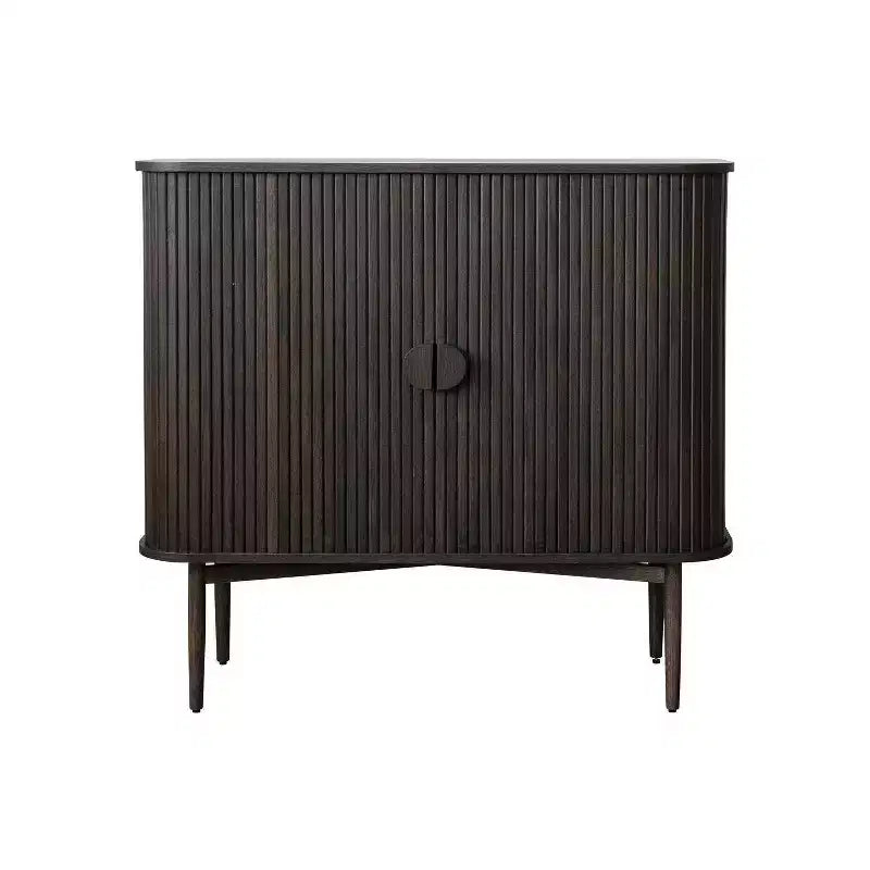 Storied Home Oak 28.5" Tall 2 Door Decorative Storage Cabinet: Rubberwood & MDF, No Assembly Required