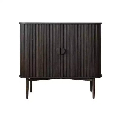 Storied Home Oak 28.5" Tall 2 Door Decorative Storage Cabinet: Rubberwood & MDF, No Assembly Required