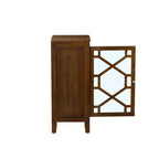 Small Cabinet with Tempered Glass Door – Brown, 3 Shelves, 20" Wide