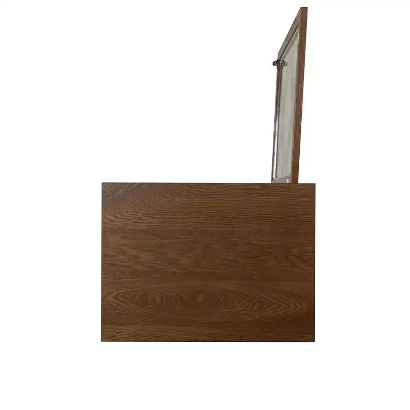 Small Cabinet with Tempered Glass Door – Brown, 3 Shelves, 20" Wide