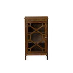Small Cabinet with Tempered Glass Door – Brown, 3 Shelves, 20" Wide