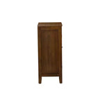 Small Cabinet with Tempered Glass Door – Brown, 3 Shelves, 20" Wide