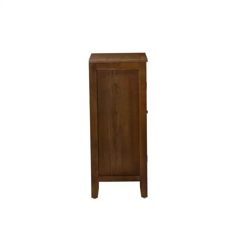 Small Cabinet with Tempered Glass Door – Brown, 3 Shelves, 20" Wide