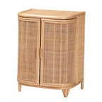 Natural Rattan 2-Door Storage Cabinet – Bohemian, Handcrafted, 2 Shelves