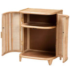 Natural Rattan 2-Door Storage Cabinet – Bohemian, Handcrafted, 2 Shelves