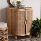 Natural Rattan 2-Door Storage Cabinet – Bohemian, Handcrafted, 2 Shelves