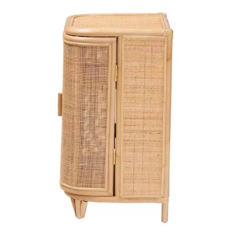 Natural Rattan 2-Door Storage Cabinet – Bohemian, Handcrafted, 2 Shelves