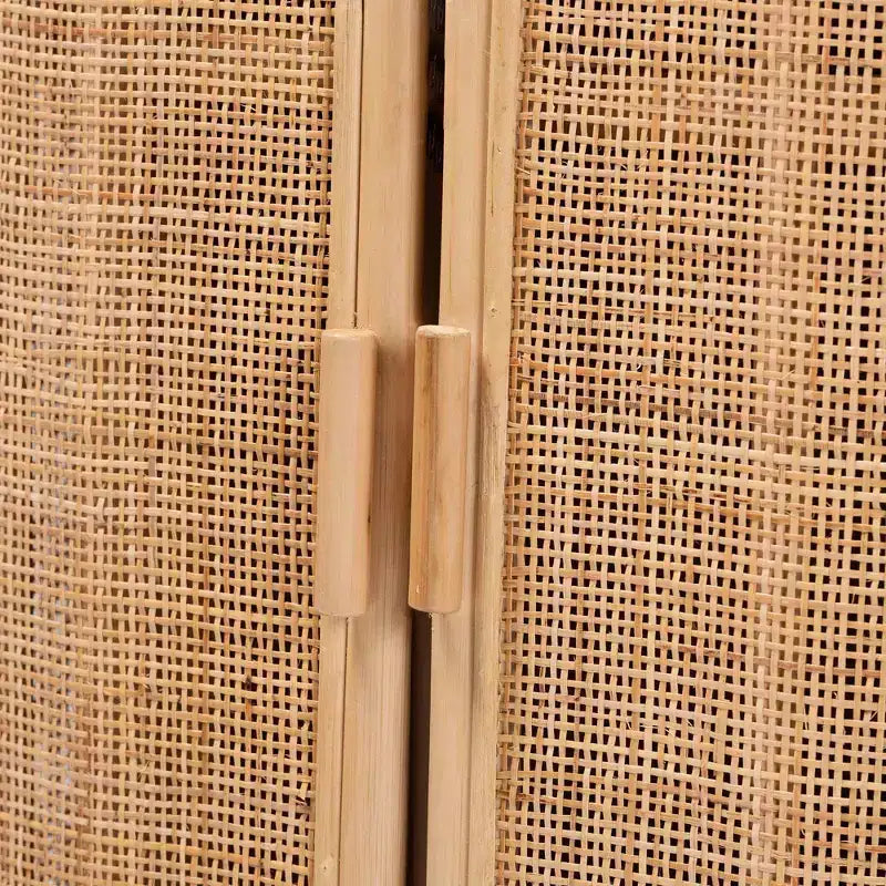 Natural Rattan 2-Door Storage Cabinet – Bohemian, Handcrafted, 2 Shelves