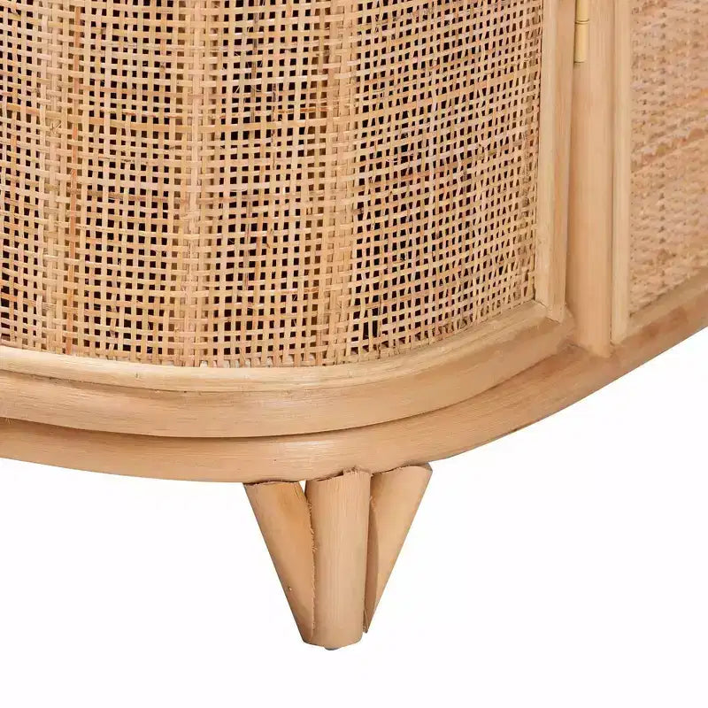 Natural Rattan 2-Door Storage Cabinet – Bohemian, Handcrafted, 2 Shelves