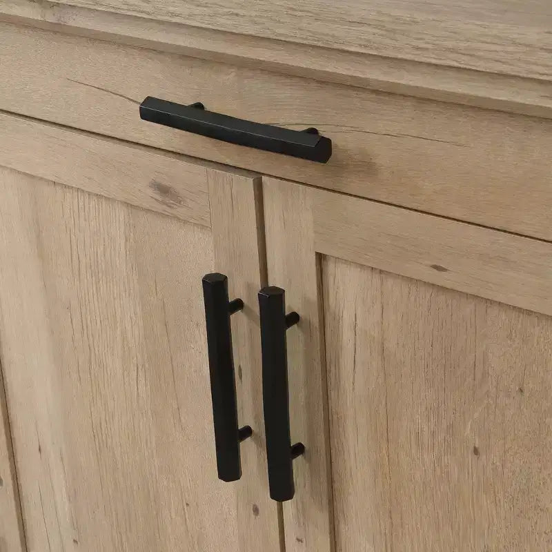 2 Door Library Cabinet Prime Oak: Farmhouse Style, Adjustable Shelves, MDF Frame