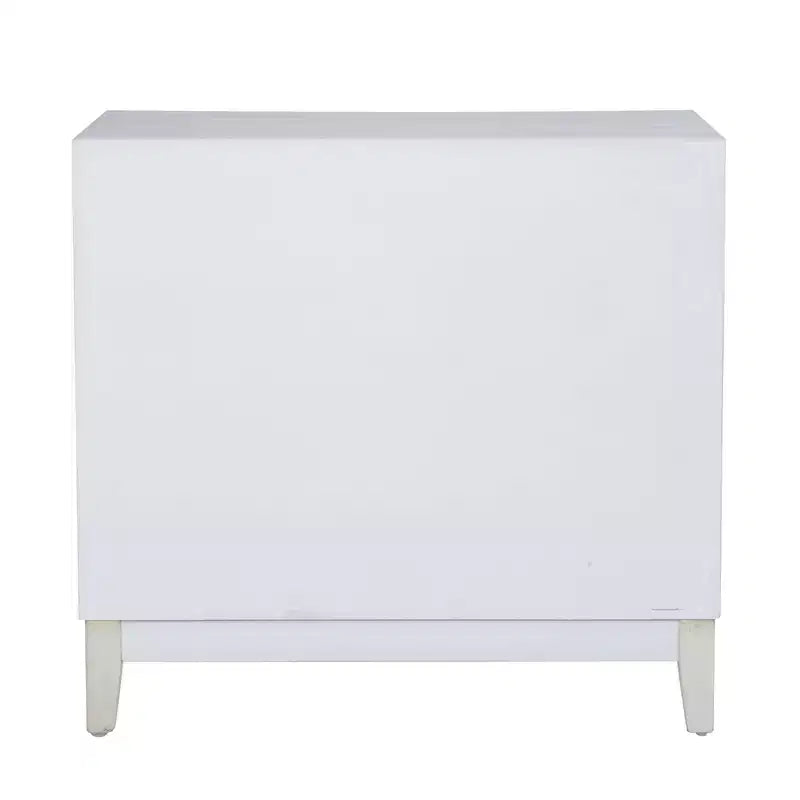 2-Door Accent Cabinet with Swirl Cutout Doors – Antique White, Art Deco Style