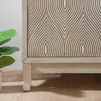 2-Door Accent Cabinet with Swirl Cutout Doors – Antique White, Art Deco Style