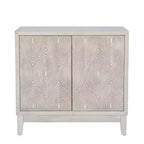 2-Door Accent Cabinet with Swirl Cutout Doors – Antique White, Art Deco Style