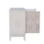 2-Door Accent Cabinet with Swirl Cutout Doors – Antique White, Art Deco Style