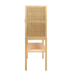 47" Tall Woven Rattan 2-Door Storage Cabinet – Natural Pine, Bohemian Style