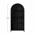76" Tall Arched 2-Door Glass Storage Cabinet – Black Iron Frame