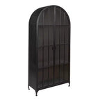76" Tall Arched 2-Door Glass Storage Cabinet – Black Iron Frame