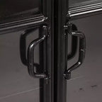 76" Tall Arched 2-Door Glass Storage Cabinet – Black Iron Frame