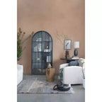 76" Tall Arched 2-Door Glass Storage Cabinet – Black Iron Frame