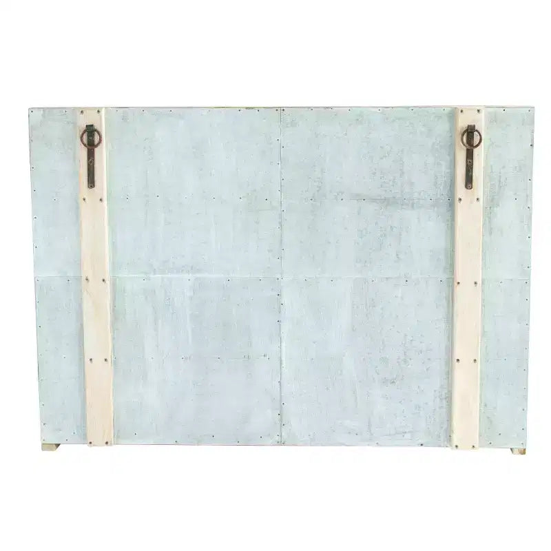 40" Tall 4-Door Decorative Storage Cabinet – Reclaimed Wood & Glass