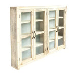 40" Tall 4-Door Decorative Storage Cabinet – Reclaimed Wood & Glass