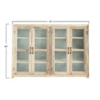 40" Tall 4-Door Decorative Storage Cabinet – Reclaimed Wood & Glass