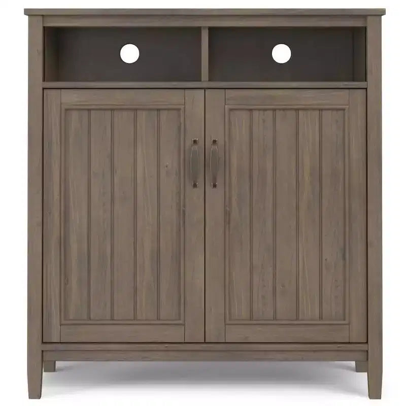 Medium Storage Cabinet – Smoky Brown Solid Wood, Adjustable Shelves & Cord Management
