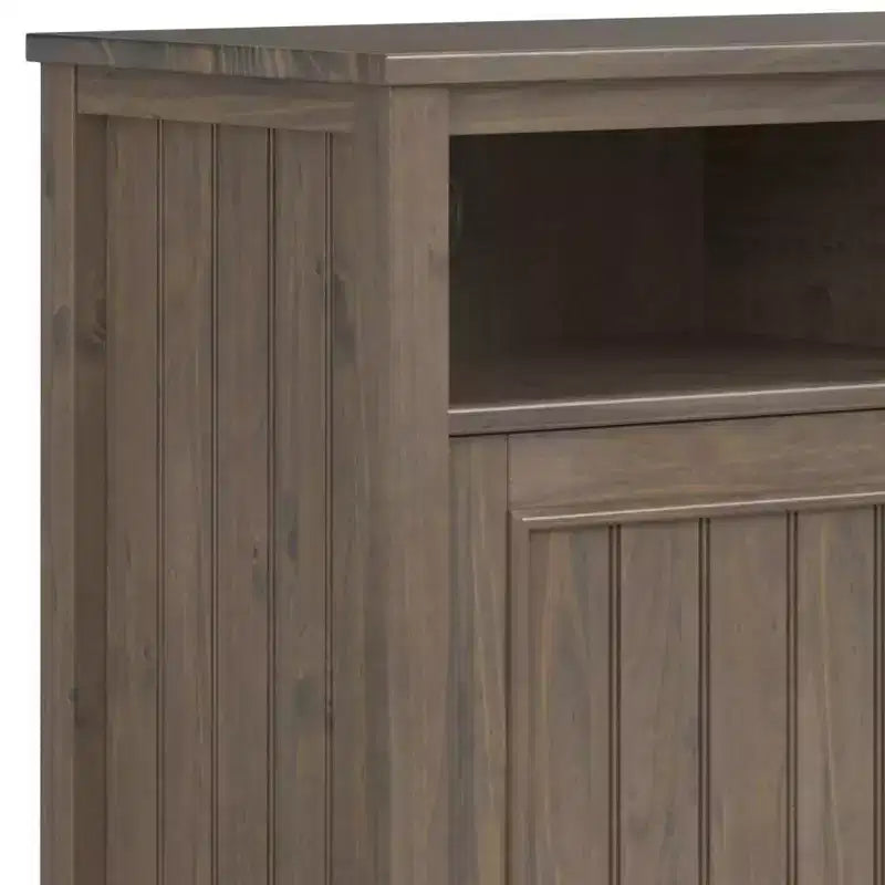 Medium Storage Cabinet – Smoky Brown Solid Wood, Adjustable Shelves & Cord Management