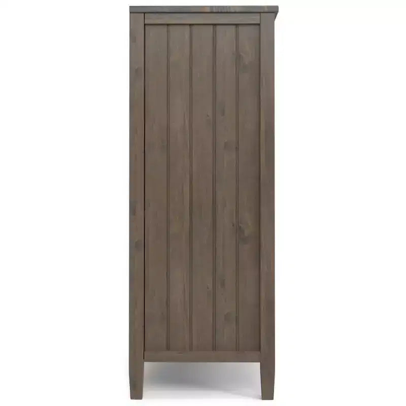 Medium Storage Cabinet – Smoky Brown Solid Wood, Adjustable Shelves & Cord Management