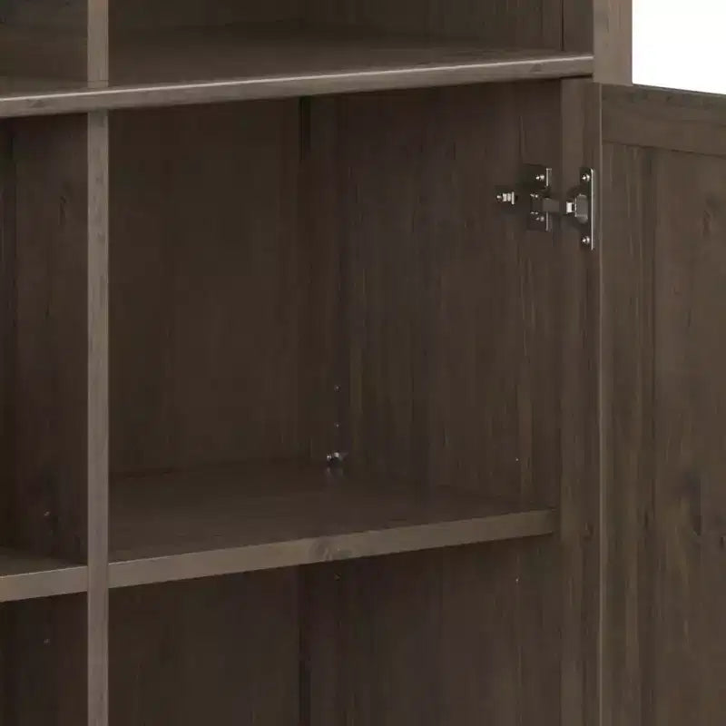 Medium Storage Cabinet – Smoky Brown Solid Wood, Adjustable Shelves & Cord Management