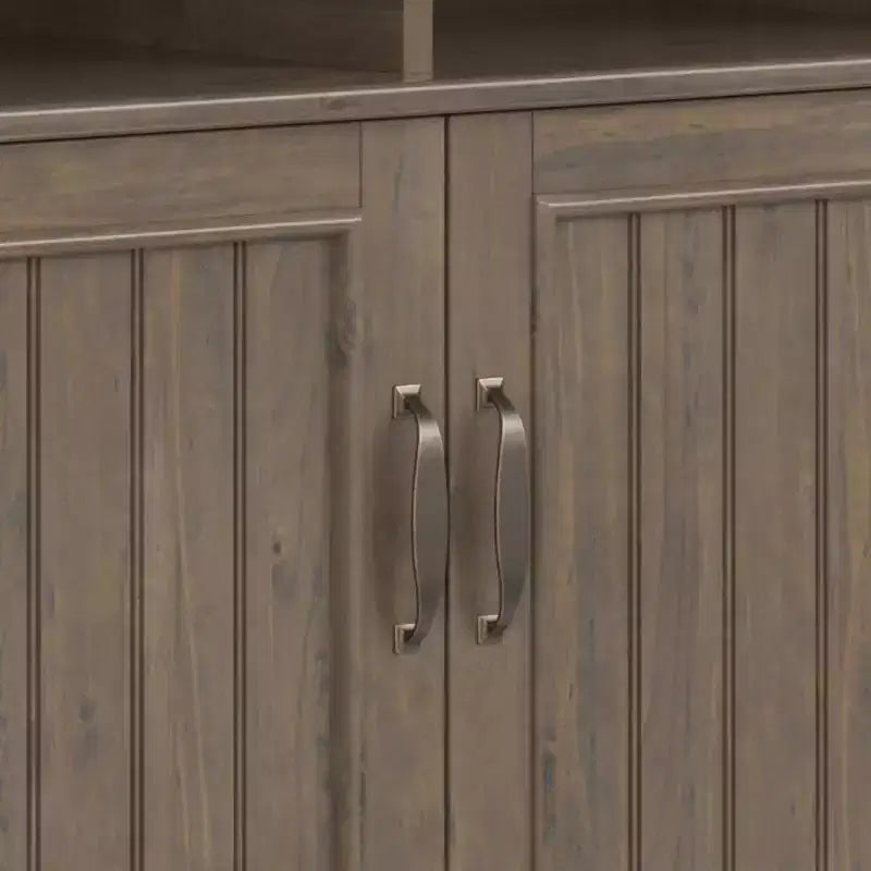 Medium Storage Cabinet – Smoky Brown Solid Wood, Adjustable Shelves & Cord Management