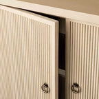 2-Door Cabinet with Slatted Doors – Natural Wood, Anti-Tip Anchoring