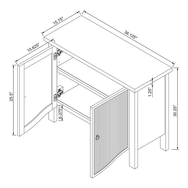2-Door Cabinet with Slatted Doors – Natural Wood, Anti-Tip Anchoring