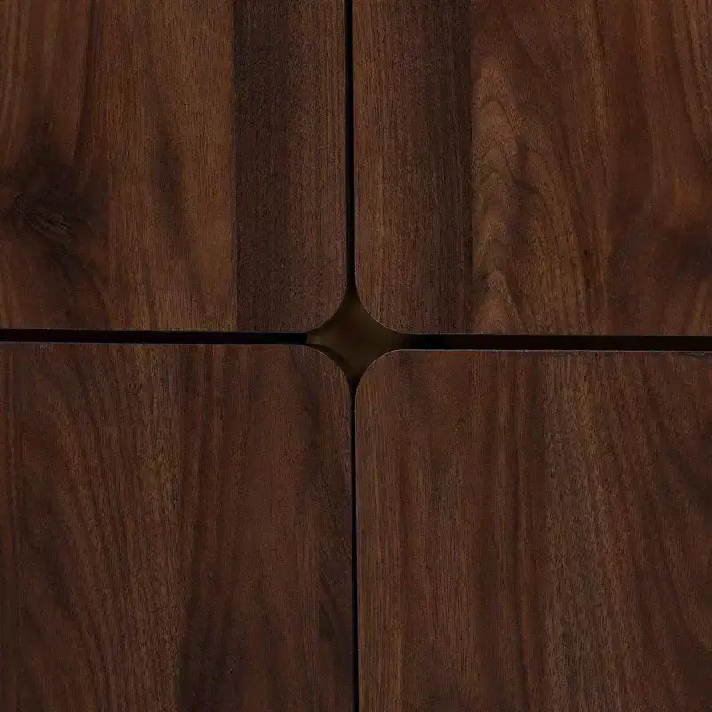 Mid-Century Modern Shoe Cabinet – Walnut Brown & Gold, 6 Shelves, 18 Pairs