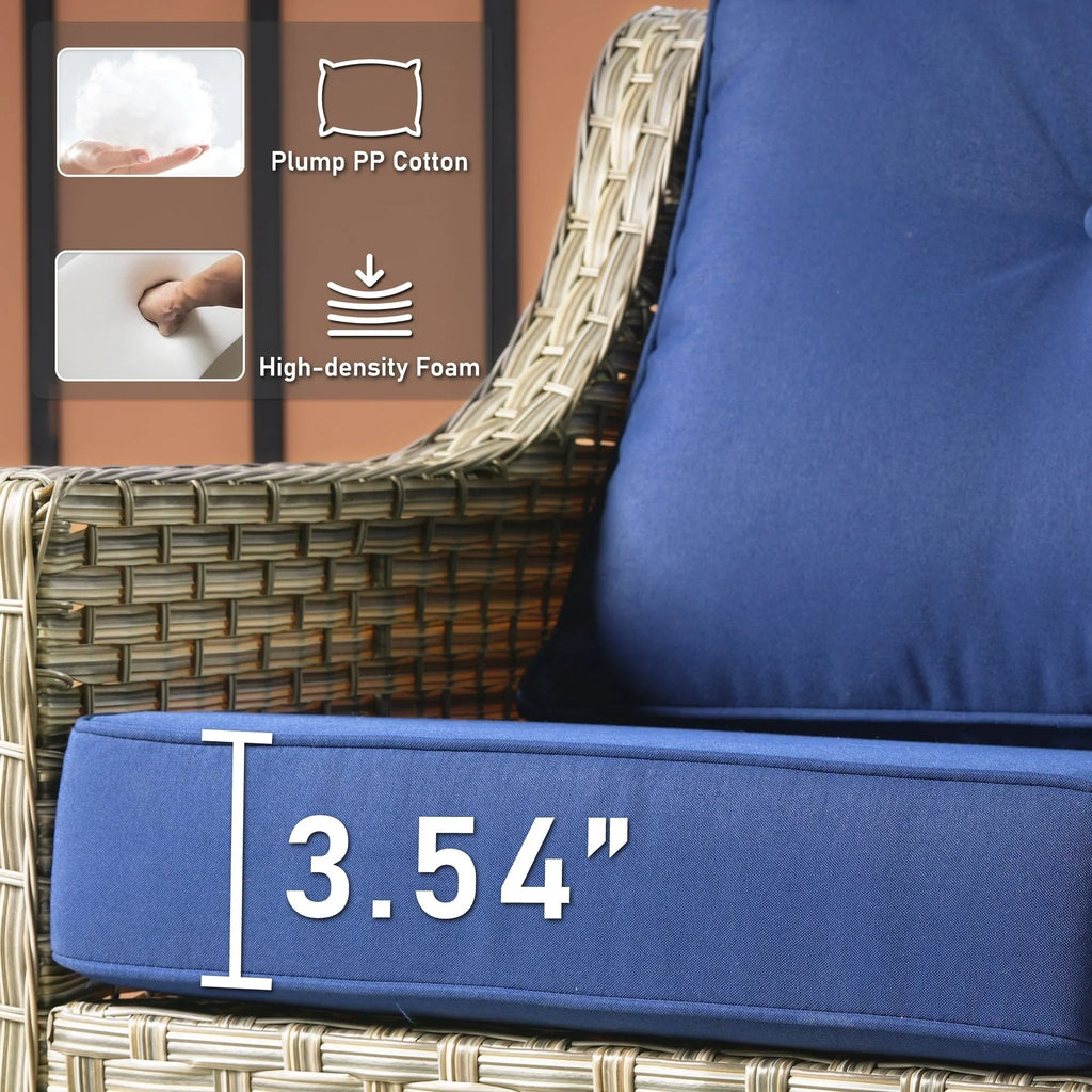HOOOWOOO, Set di 2 Sedie da Esterno in Rattan Intrecciato con Schienale Alto