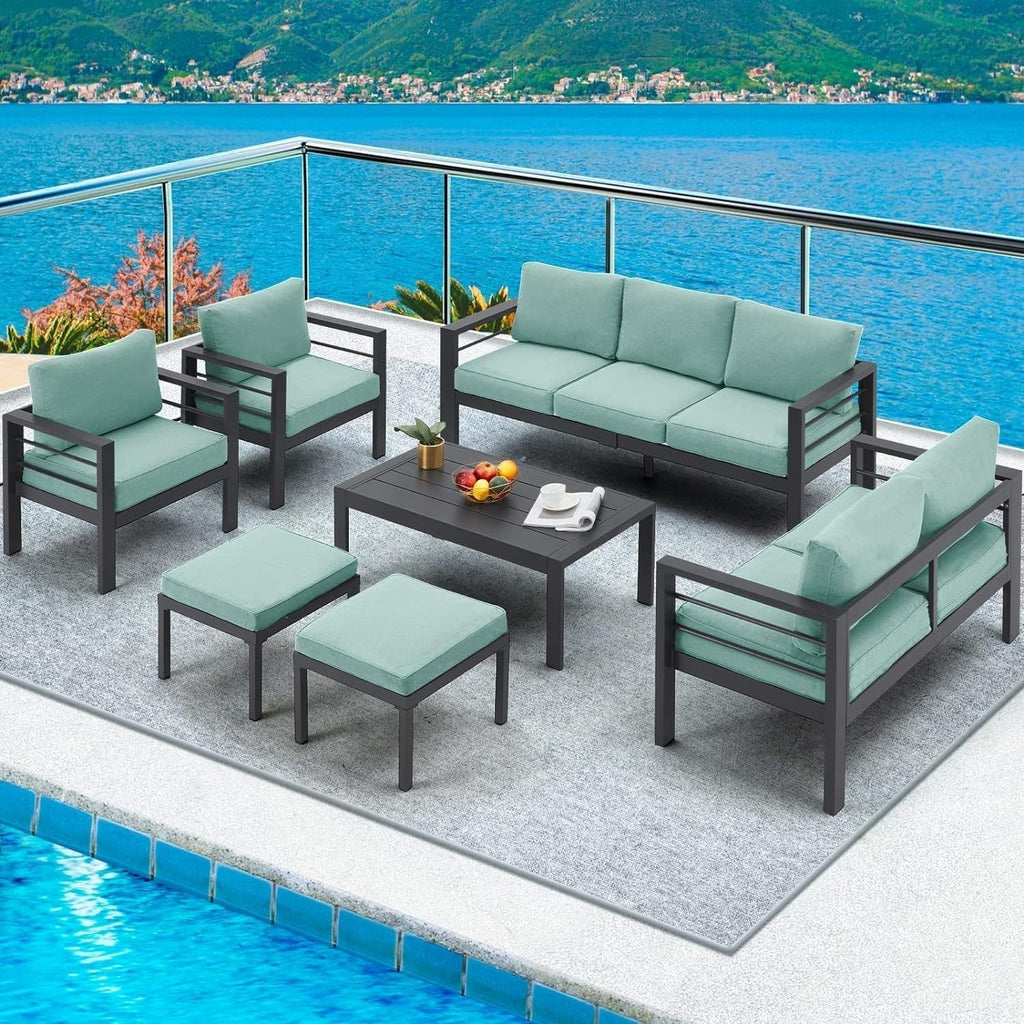 AECOJOY Set di mobili da giardino a 7 pezzi in alluminio Set da conversazione per esterni