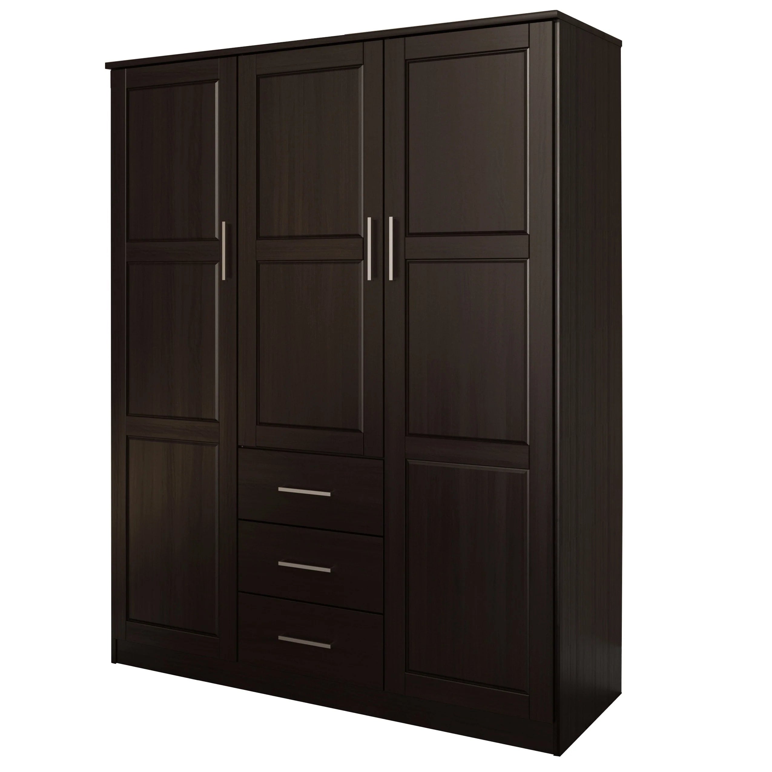 Palace Imports Armadio a 3 ante Cosmo 100% legno massello con ante in legno massello o a specchio