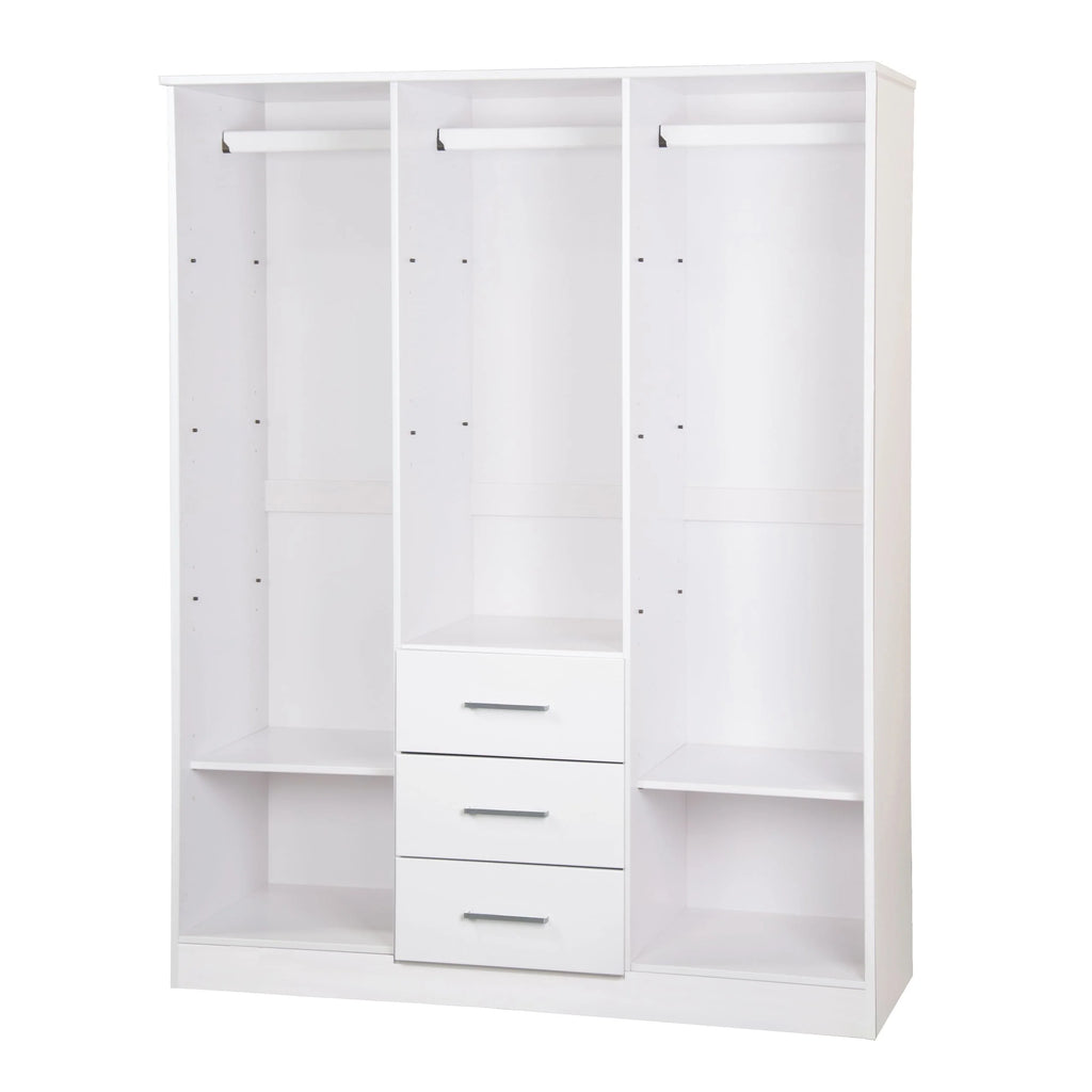 Palace Imports Armadio a 3 ante Cosmo 100% legno massello con ante in legno massello o a specchio