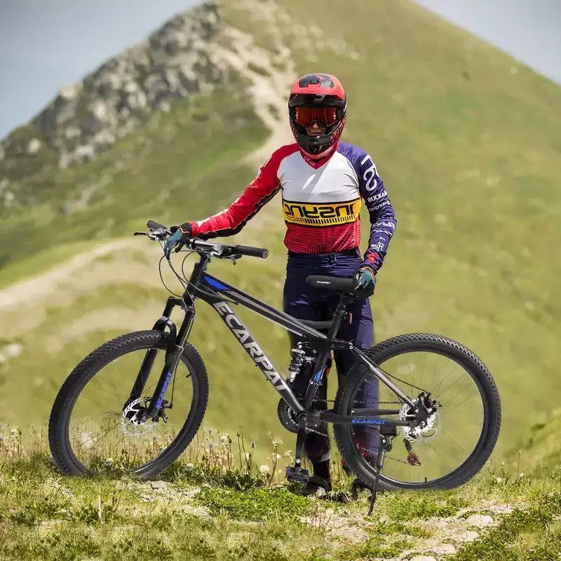 Mountain bike Okak 26" con freni a disco, bici per adulti a 21 velocità con telaio durevole e doppia sospensione posteriore, bicicletta per ciclismo urbano