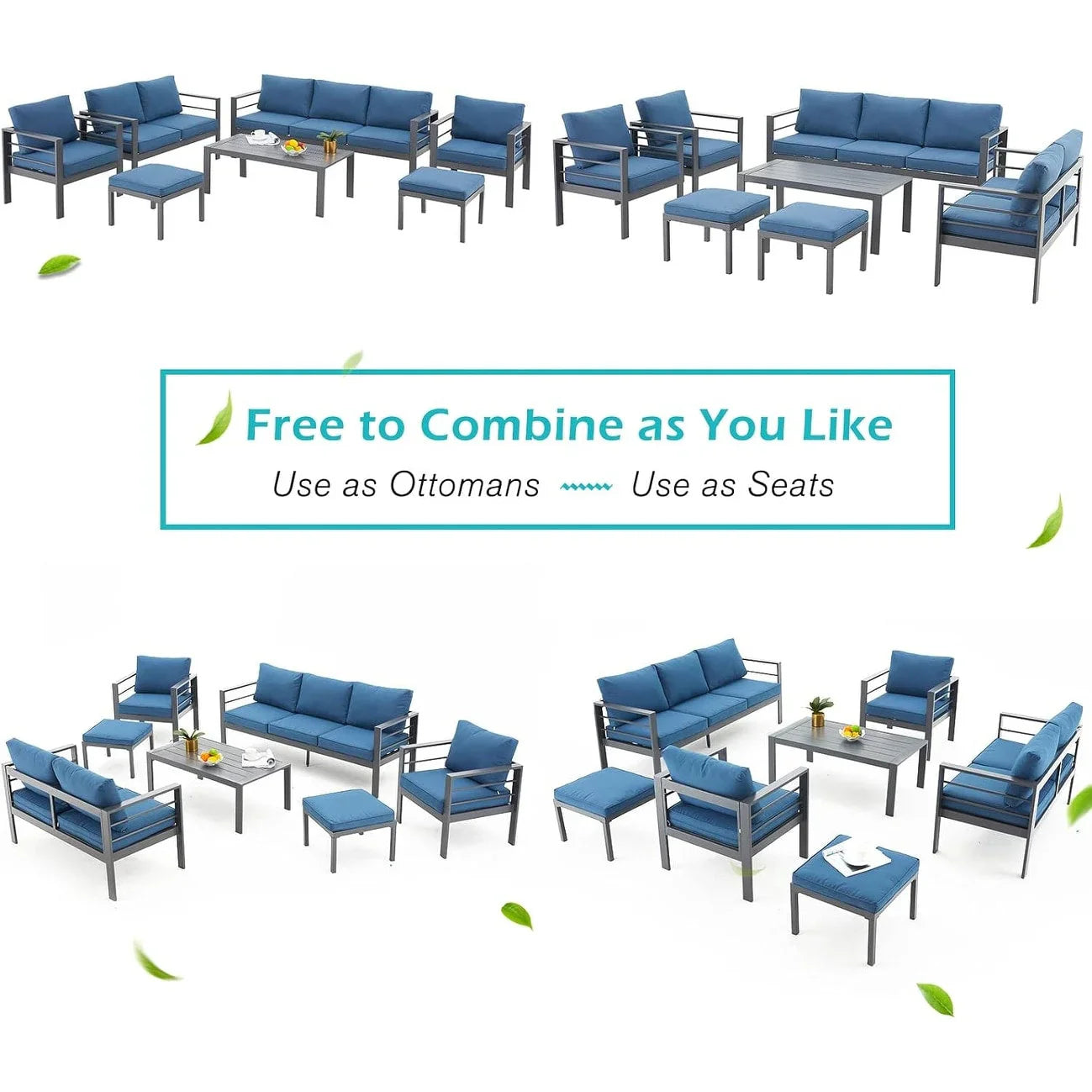 AECOJOY Set di mobili da giardino a 7 pezzi in alluminio Set da conversazione per esterni