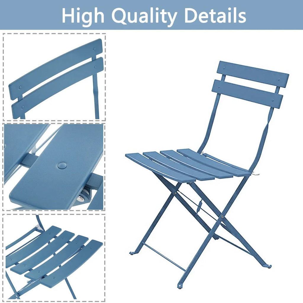 Set bistro pieghevole in metallo da 3 pezzi, set conversazione resistente alle intemperie per esterni/interni, per patio, cortile, giardino