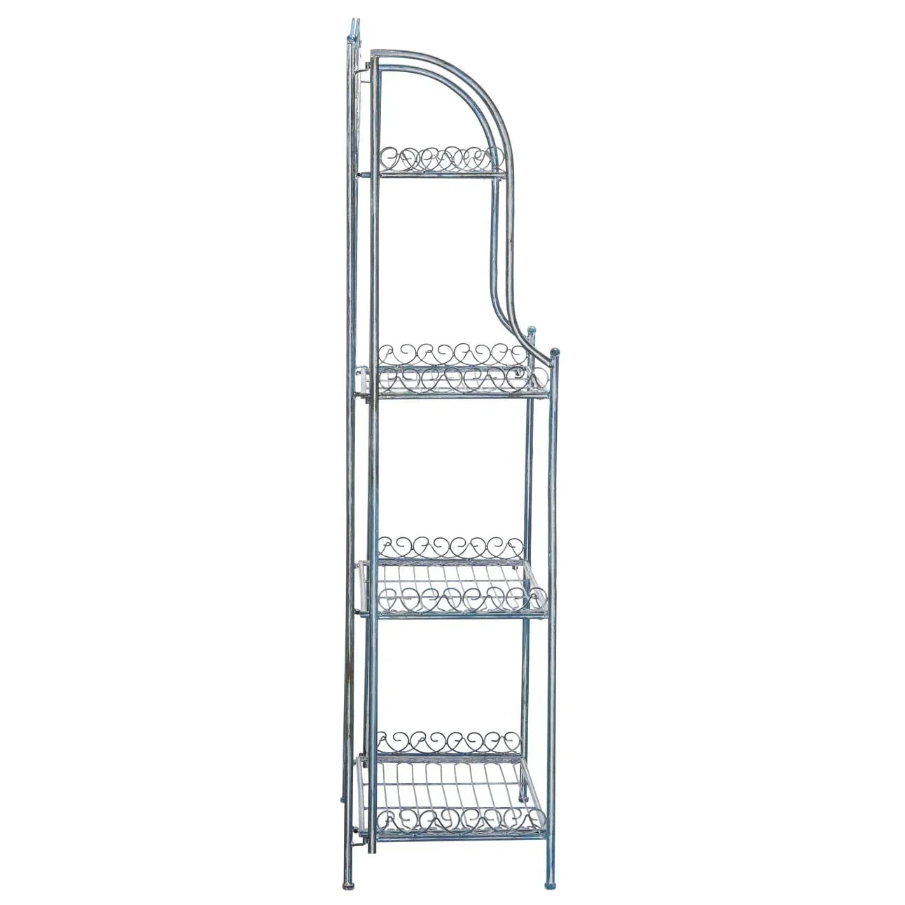 SAFAVIEH Bryn Scaffale da panettiere da esterno a 4 ripiani in ferro battuto vittoriano - 25 pollici L x 15 pollici P x 63 pollici H - 25 L x 15 P x 63 H