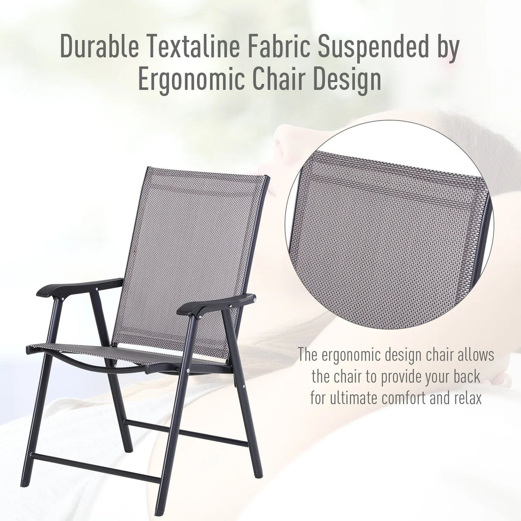 Set di 4 sedie pieghevoli Outsunny per patio, dal design semplice ed elegante, comode per terrazza, giardino, cortile e viaggio