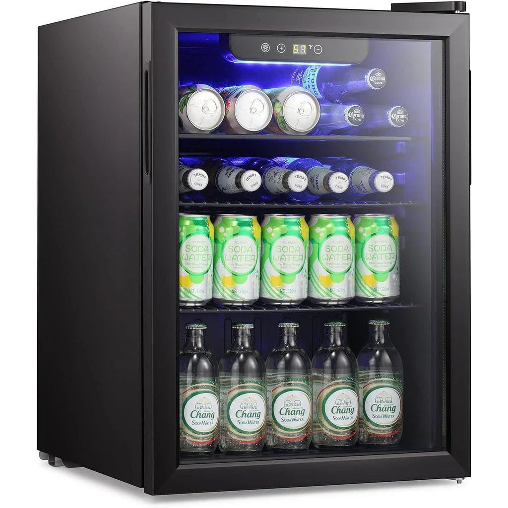 Mini Frigo-Cantinetta per bevande da 100 lattine, Frigo portatile, Porta in vetro frontale trasparente, Piccolo refrigeratore per bevande con touch screen - 2.6 Cu. Ft.