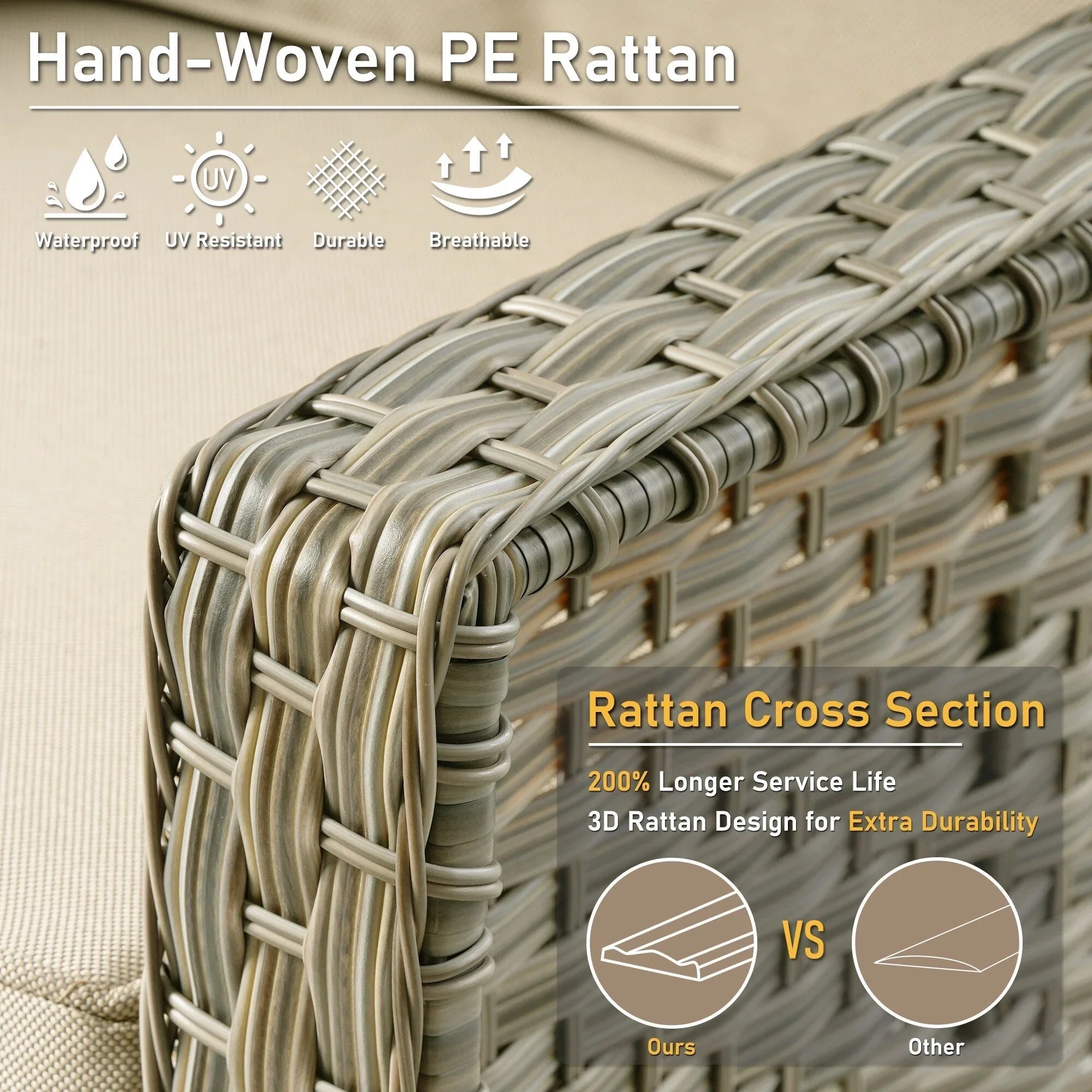 HOOOWOOO, Set di 2 Sedie da Esterno in Rattan Intrecciato con Schienale Alto