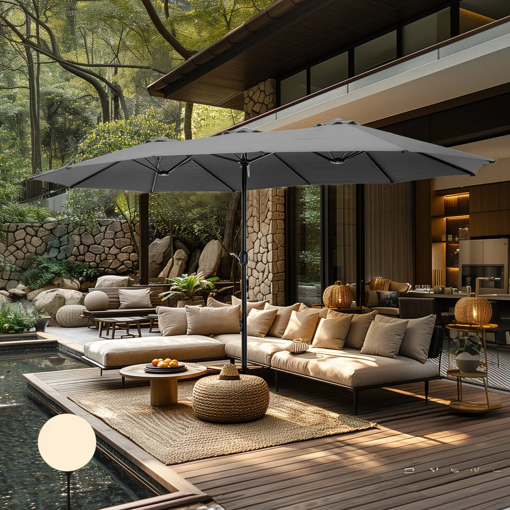 MAISON ARTS Ombrellone Doppio da 4,5 m, Extra Large, per Patio, con Base Inclusa